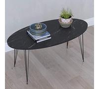Derin Table basse | Aspect marbre | Noir | Design de luxe | Tables de salon en marbre | Tables de salon | Table de salon | Table basse de luxe | 90 x 50 x 42 cm