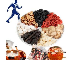 Derivemid Kidney Tea, Kidney Detox Tea, Kidney Tea Formula Ginseng Six Treasure Tea, Ginseng Five Treasures Tea Kidney Tea, Men's Kidney Tea Chinese Herbal Tea, Organic Ginseng Tea Herbal Tea (1Box)