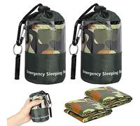 DERJDISF 2 Paquet Sac de Couchage d'urgence, Sac de Bivouac Thermique Léger Imperméable, Sacs de Couverture de Survie Sac en Nylon Portable pour Le Camping, la randonnée, l'extérieur