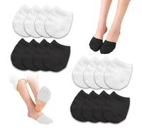 DERJDISF 8 Paires de Demi-Chaussettes Invisibles en Coton - Chaussettes Avant-Pied Respirantes avec Silicone Antidérapant pour Femmes et Ballet à Talons Hauts (4 paires chacune de noir et blanc)