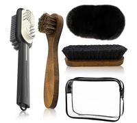 DERJDISF Brosse à Chaussures - Pack de 5 Pièces Kit de Nettoyage pour Chaussures, Polyvalente, Protecteur de Cirage Noir, pour Un Entretien Doux et Profond du Cuir.