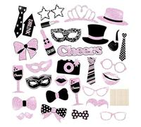 DERJDISF Cadre Photobooth et Accessoires Anniversaire - Ensemble de Décoration de Table Anniversaire pour Fille, Kit d'Anniversaire, Accessoires Photobooth pour Mariage et Fête, Accessoires Photos