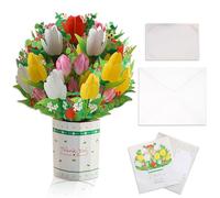 DERJDISF Cartes vœux - Carte Pop-up Tulipes, Carte Bouquet de Fleurs éternelles, Idéale pour Les Anniversaires, Les vœux de Bonheur, Cadeaux d'enseignant, Les Anniversaires, la fête des mères