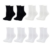 DERJDISF Chaussettes Femme- Lot de 8 Chaussettes à Volantées, Chaussettes Femmes 35-38, À la Mode et Confortables, Idéales pour Toutes Les Occasions (3 Couleurs)