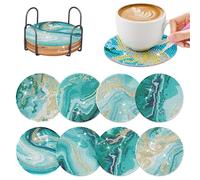 DERJDISF Diamant Peinture - Set de 8 sous-verres DIY de Peinture de Diamant avec Support, Artisanat pour Adultes