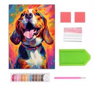 DERJDISF Diamond Painting - Kits De Diamond Painting Adultes, Chien De Compagnie 5d Diamond Painting Stitch, Décoration Murale Artistique, Diamant pour Décoration Murale De La Maison (12 x 16 Pouces)