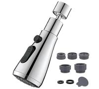 DERJDISF Embout Robinet Cuisine, rallonge Robinet, Robinet de Robinet Universel chromé avec Deux Types de Jet - Aérateur Rotatif pour Robinet de Cuisine