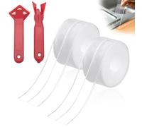DERJDISF Joint Salle De Bain - 2 Rouleaux Bande Étancheite Autocollante & Joint Silicone Transparent, Kit Complet de Calfeutrage pour Cuisine, Salle de Bain, Baignoire, Toilettes