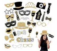 DERJDISF Kit Cadre Photobooth pour Anniversaire - Accessoires Photobooth Mariage, Anniversaire Fille, Décoration de Table d'Anniversaire avec 30 Modèles Uniques!