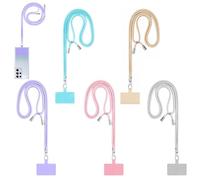 DERJDISF Lot de 5 Cordons Universels pour Téléphone Portable - Lanière pour Téléphone à Porter Autour du Cou et au Poignet avec des Patchs de Fixation pour la Plupart des Smartphones (5 Couleurs)