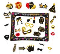 DERJDISF Photobooth,30PCS Kit Photobooth Anniversaire,Accessoires Photobooth Anniversaire,Accessoires Photobooth Anniversaire avec Cadre Photo,Photobooth Props Accessoires de Selfie Décoration