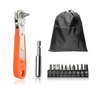 DERJDISF Tournevis Cliquet -de 14 pièces Cle a Cliquet, Ensemble Mini Tournevis 1/4, Kit de Cliquets de Poche à Couple Élevé et Profil Bas, avec Rallonge et Sac de Rangement