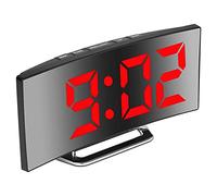 Derkiewn Réveil numérique pour Chambres à Coucher, écran Miroir 7'' LED, 2 luminosités, 12/24H, température, Date, veilleuse, Snooze, Alimentation USB, Fonction mémoire