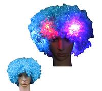 Derkoly-afro Big Cheveux 5 pcs LED Clignotant Unisexe lumière Perruque intégrale Nuit Cosplay Accessoires - Noir
