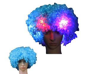 Derkoly-afro Big Cheveux 5 pcs LED Clignotant Unisexe lumière Perruque intégrale Nuit Cosplay Accessoires - Noir