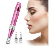 Derma-Pen Professional Microneedling Pen pour Cheveux Barbe Visage, Microneedle Pen Pour les Soins de la Peau, Usage Domestique pour Hommes et Femmes