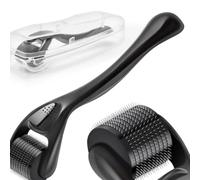 Derma Roller 0,5 mm, 540 aiguilles en acier de 0,5 mm, REAL LUVIXA rouleau à barbe, rouleau à micro-aiguille pour la peau et les cheveux, utilisation pour hommes et femmes (Noir - Noir)