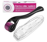 Derma Roller à micro-aiguilles pour le visage - Aiguille de 0,5 mm - 540 - Pour soins de la peau - Pour homme et femme - Noir mat - Kit de croissance des cheveux avec étui