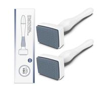 Derma Stamp, Lot de 2 stylos à micro-aiguilles réglables en titane 140 pour barbe, outil de soins de la peau pour homme et femme
