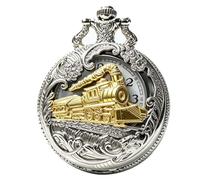 DerMacht Montre à gousset avec chaîne - Locomotive 3D - Train à vapeur - Quartz - Cadeau de Noël, remise de diplôme, anniversaire, fête des pères, bronze