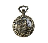 DerMacht Montre à gousset avec chaîne - Locomotive creuse 3D - Train à vapeur - Quartz - Cadeau de Noël, remise de diplôme, anniversaire, fête des pères, bronze