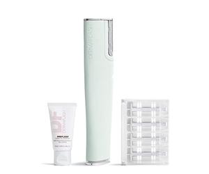 DERMAFLASH LUXE+ Outil Sonic Dermaplaning pour éliminer les peluches du visage, anti-âge et exfoliation, écume de mer