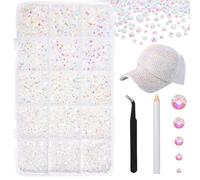 Dermalyx 12000 Pièces Claire Blanche AB Strass Pour Décorer Kit, 2 3 4 5 6 Mm Tailles Variées Résine Gel Cailloux, Ornements Pour Loisirs Créatifs, Strass Plates Arrière
