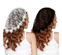 Dermalyx 2 Pièces Couvre-chef Brodé En Dentelle, Caps Noirs & Blancs Pour Chapelle, Mantille Fleurie En Dentelle, Voile De Mariée Élégant, Voile Nuptial Avec Dentelle Pou