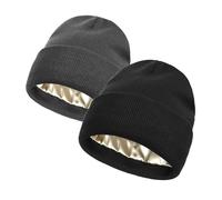 Dermalyx 2 Unités Cachemire Unisex pour Hommes et Femmes - Bonnets Pull en Hiver avec Doublure en Satin, Doublure en Soie, Doux, Flexible, Chapeau en Bonnet avec Étiquett