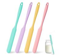 Dermalyx 4 Pièces Spatules en Verre Silicone, Spatule Polyvalente pour Levain, Manche Long Fin, Racloir en Verre pour Bouteilles Et Contenants, Racloir À Mélanger pour Co