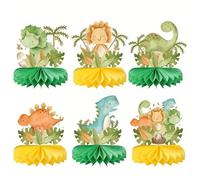 Dermalyx 6 Pièces Dino Décoration Anniversaire Enfants, Décoration Safari Verte en Nid d'abeille, Thème Dinosaure, Ornements De Table pour Garçons & Filles, Fête Sauvage,