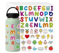 Dermalyx 8 Pièces Stickers Alphabet Coloriés pour Enfants ABC Lettres et Jolis Stickers Cartoon Vinyl Éponges Stickers Noms pour Gourdes à Eau, Ordinateurs Portables