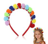 Dermalyx Diadème Coloré Avec Pompoms Au Look Arc-en-Ciel, Tiara À Pompoms Comme Accessoire Capillaire Pour Costume De Carnaval Pour Femmes, Accessoires De Carnaval Inspir