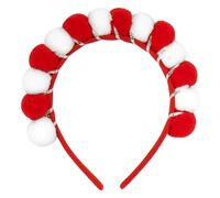 Dermalyx Diadème Vert et Blanc avec des Pompons Amusants et un Nez de Clown, Accessoire de Costume pour Carnaval, Bandeau en Plumes Rétro, Costume Arc-en-Ciel, Bandeau Ro