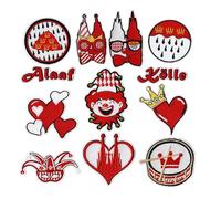 Dermalyx Marqueurs de Couture Carnavals de Cologne Blanc Rouge et Blanc, 12 pièces, Tranches de Repassage Vêtements Karnaval, Images à Repasser Rouge Blanc, Décoration Carnaval, Cologne, Tranches de