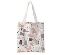 Dermalyx Sac Cabas Avec Chats Et Fleurs, Sac En Tissu Imprimé Pour La Plage, Sac D'été, Sac À Main, Sac Épaule, Sac De Plage, Poche Pour Le Quotidien