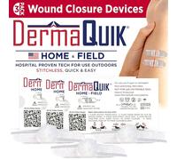 DermaQuik DermaClip - Lot de 3 bandes de lacération brevetées pour la maison et les champs, améliorées à partir de petits bandages papillon pour la fermeture des plaies, respirants, kit sans coutures