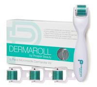 Dermaroll by Prosper Beauty Kit de 6 micro-aiguilles Dermaroll avec 4 têtes remplaçables pour exfoliation microdermabrasion micro-derma outil de soins de la peau Dermaplaning Dermapen Microneedling