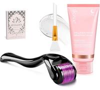 Dermaroller Visage & Cheveux+Masque Collagène Et Ebook Inclus,540 Micro-Aiguilles 0,5mm,Rouleau De Beauté Pour Stimulation Du Collagène,Soins Anti-Âge,Skin Care,Répare Peau Lisse Et Eclatante