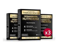 DERMASSENTIEL NUTRIDERM Lot de 3 | Nourrit & Hydrate | Argan Onagre Bourrache Argousier | Hautement concentré en Omegas 3,6,7,9 | Coenzyme Q10 + Vitamine E antioxydants | 90 Capsules | THERASCIENCE