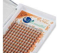 Dermastil 10D C Curl Epaisseur 0.05 mm Bouquets Volume Russe Pre- Faits Boite de 192 FANS- 16 lignes- pour les extensions de cils PBT Vegan (12 mm)