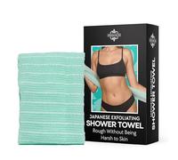 Dermasuri Gant de toilette exfoliant japonais - Gommage corporel et exfoliant pour le dos en luffa pour homme et femme, serviette de douche exfoliante pour peau lisse et éclatante, élimine les peaux