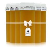 DERMAWAX 6 x 100 ml Cartouches Roll-On Miel - Cire Chaude Douce pour Peaux Sensibles, Épilation Jambes, Aisselles, Bras, Poitrine & Dos - Nourrissante au Miel, Made in Italy
