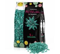 Dermawax Cire Film à l'Azulène 1 kg - Cire Sans Bandes avec Huile de Noix de Coco pour Épilation Corps Complet, Zones Intimes, Aisselles, Visage - Douceur Longue Durée (1 kg, Black- azulene)