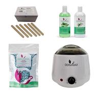 Dermawax Kit cire professionnelle - 1 litre - Fabriqué en Espagne - 500 ml perles cire aloe vera - Lotion prétraitement - Huile post-traitement 500 ml