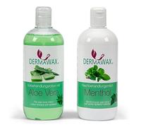 Dermawax Kit Pré & Post Épilation 2x500 ml - Lotion Tonique Aloe Vera Préparatrice + Lait Soin Menthol Après-Épilation - Rafraîchit, Élimine Résidus de Cire, Peau Douce