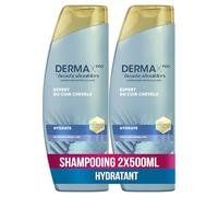 DermaXPro By Head & Shoulders Hydrate Shampoing Antipelliculaire 2x500ml Avec Huile De Coco Et Complexe De Céramides, Cuir Chevelu Sec. Aide À Renforcer La Barrière Cutanée, 72H D’Hydratation