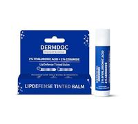 DermDoc Baume à lèvres teinté 1 % d'acide hyaluronique + 1 % de céramide baie SPF 50 PA+++ 4 g | Hydrate, répare et protège les lèvres | Défense UV + résistance à l'eau 4 heures | Couverture haute