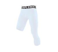 Dermonem Collant de compression 3/4 pour homme - Pantalon moulant pour le basket-ball - Sous-vêtement de base athlétique - Pantalon d'entraînement fin pour homme, blanc, M