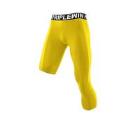 Dermonem Collant de compression 3/4 pour homme - Pantalon moulant pour le basket-ball - Sous-vêtement de base athlétique - Pantalon d'entraînement fin pour homme, jaune, M